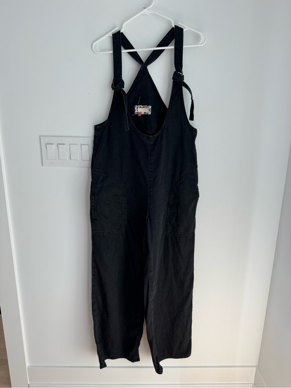 Pilcro Denim Pinafore Jumpsuit Black Women's Sz S Relaxed fit - Picture 2 of 13